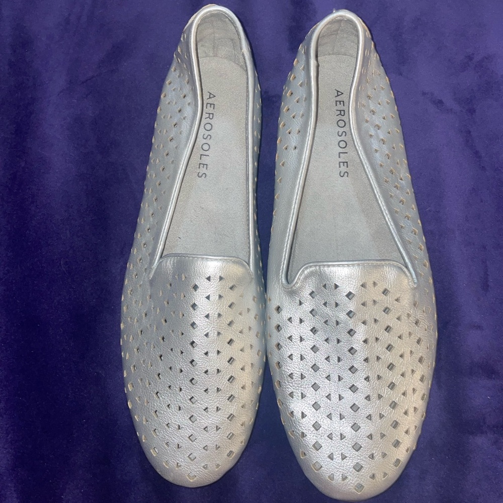 AEROSOLES Metallic Silver Women's Flats 11w
